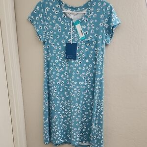Market & Spruce Teal Floral Pocket Tee Dress
